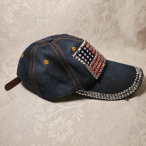 Bling Blue Jean Baseball Cap - Picture 2 of 5